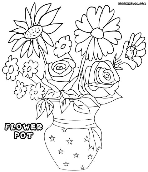 Coloring Page Flowers In Flower Pots Coloring Home