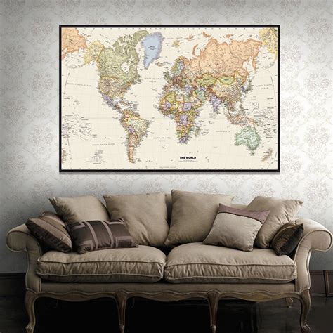 WCIC Buy Retro Vintage World Map Wall Art Poster at Ubuy India