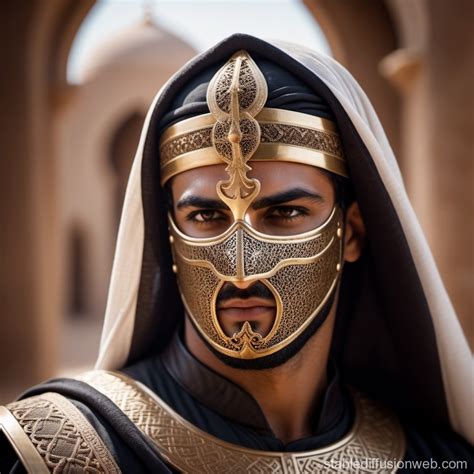 Half Portrait Of Masked Arab Warrior Stable Diffusion Online