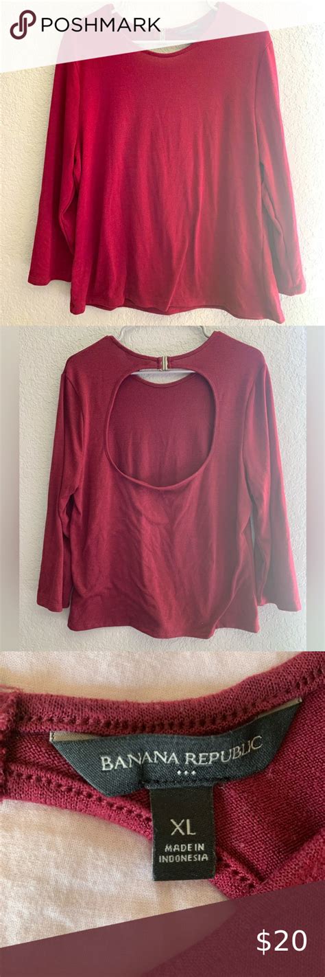 Banana Republic Open Back Long Sleeve Maroon Top Size XL Long Sleeve