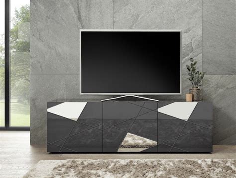 Meuble TV VITTORIA gris anthracite laqué 181 cm Leroy Merlin