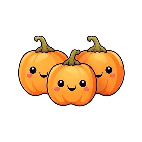 Funny And Scary Kawaii Three Pumpkin Ready To Frighten At Halloween Night Pumpkin Face Pumpkin