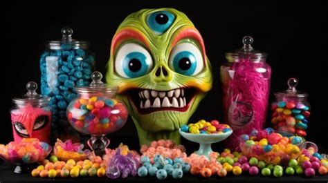 Premium Ai Image Scary Halloween Candy