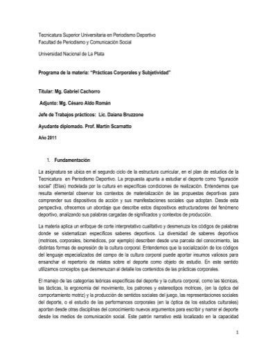 Pr Cticas Corporales Y Subjetividad Facultad De Periodismo Y