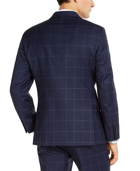 Tommy Hilfiger Men S Modern Fit Th Flex Stretch Navy Blue Windowpane Suit Jacket Macy S