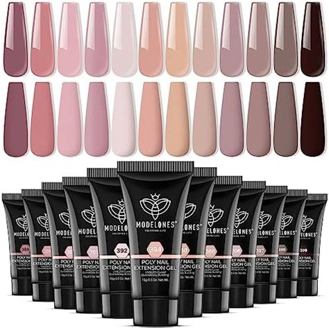 Amazon Modelones Poly Nail Gel Set 12 Colors 15g Nude Pink