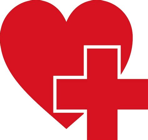 Zeichen Gesundheitssymbol Logo Krankenhaus Rotes Kreuz Herz Premium