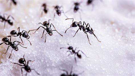 Ants eating sugar stock image. Image of entomology, contrast - 319705439