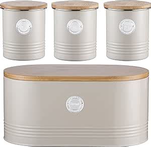 Typhoon Living Putty Tea Coffee Sugar And Bread Bin Set With Select