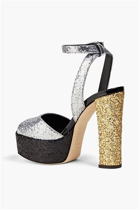 GIUSEPPE ZANOTTI Lavinia 80 Glittered Woven Platform Sandals THE OUTNET