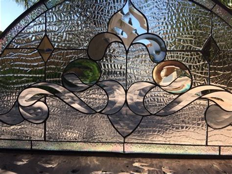 The Glendale All Clear Arched Beveled Leaded Stained Window Glass Panel