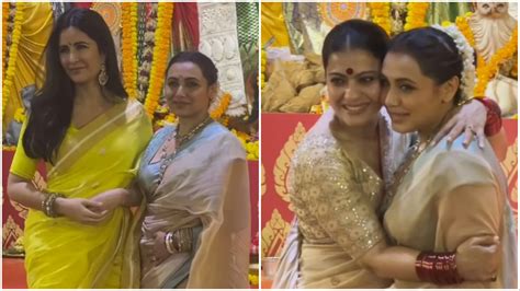 Kajol And Rani Mukerji Twin At Durga Puja Pandal Katrina Kaif Dresses