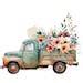 11 Retro Trucks With Flowers Clipart Jpgs Digital Paper Crafting