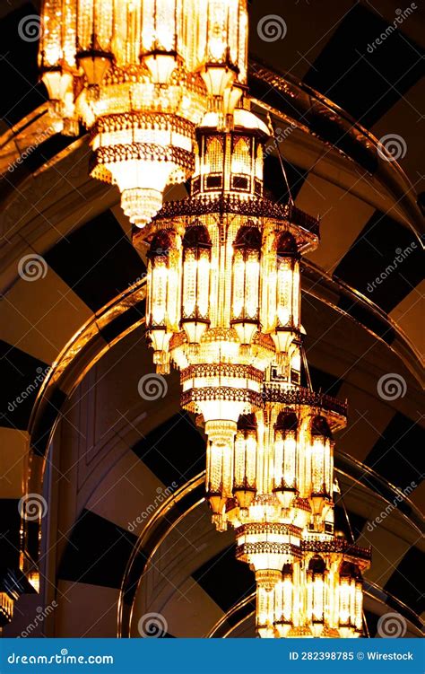 Chandelier In The Sultan Qaboos Grand Mosque Oman Middle East Asia