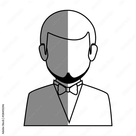 Silhouette Faceless Half Body Man Formal Style With Bowtie Vector