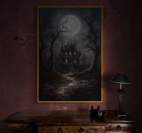 Haunted House Dark Academia Spooky Art Oil Pinting Print - Etsy