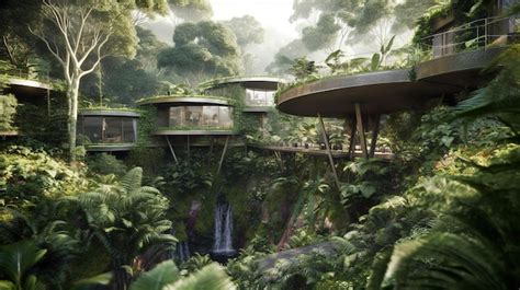 Premium AI Image | A rendering of the forest hotel in the jungle.