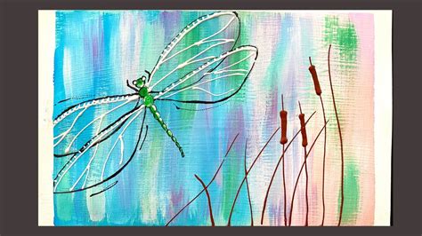 Clear Dragonfly Acrylic Painting For Beginner Landscape Painting Day