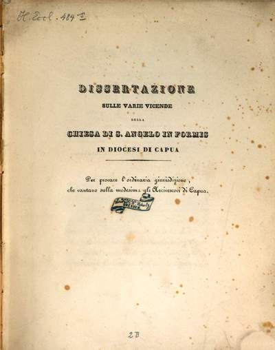 Dissertazione Sulle Varie Vicende Della Chiesa Di S Angelo In Formis