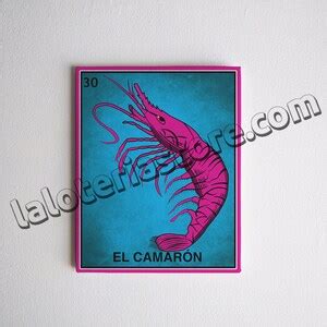 Canvas El Camaron Loteria Card Stretched And Ready For Hanging The