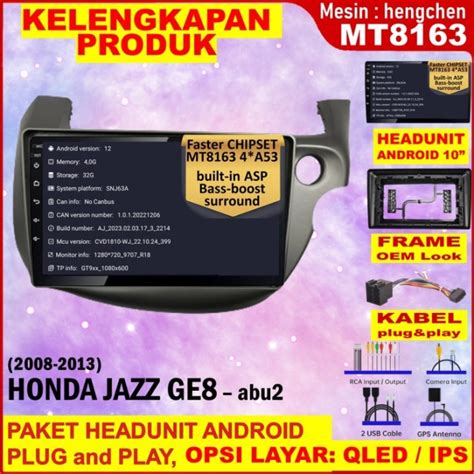 Jual Headunit Android Mt Gb Qled Frame Inch Jazz Ge