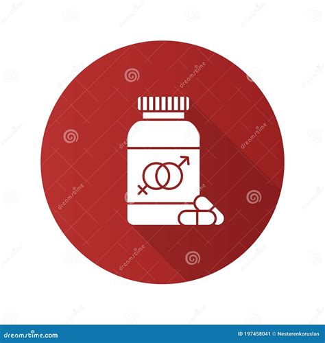 Sex Pills For Men And Women Flat Design Long Shadow Glyph Icon Stock