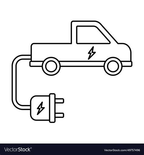 Electric Car Outline On White Royalty Free Vector Image