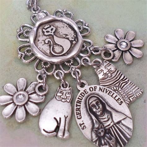 St Gertrude Of Nivelles Necklace Patron Saint Of Cats Cat Etsy