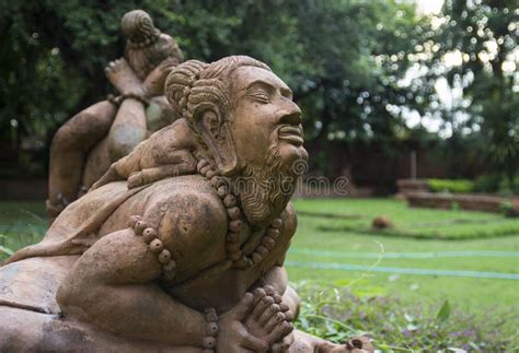 Asian Old Man Practicing Yoga Statue Stock Image Image Of