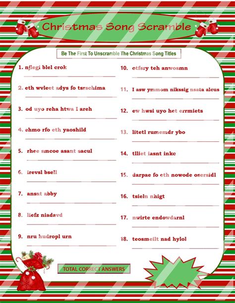 Free Printable Christmas Word Scramble With Answers Printable Word