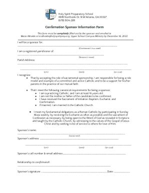 Fillable Online Confirmation Sponsor Information Form 22 23 Docx Fax