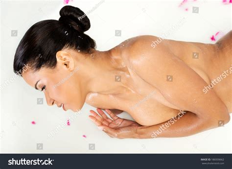 Attractive Naked Woman Lying Milk Bath Stock Photo Shutterstock