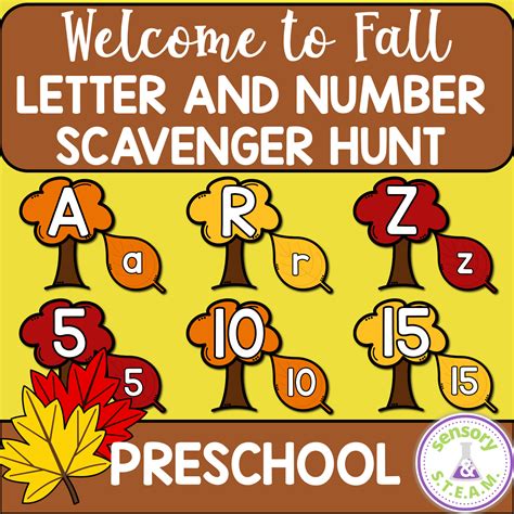 Fall Themed Letter And Number Scavenger Hunt And Tracing Sheets