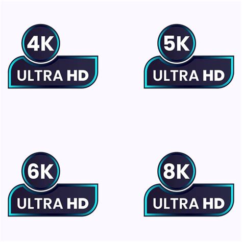 8k 4k 5k ultra hd video resolution icon logo Vector Image set 13383697 ...