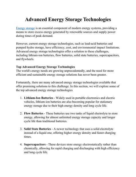 Modern Energy Systems - Advanced Energy Storage Technologies | PDF
