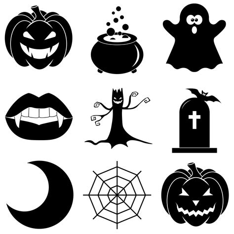 Set of Halloween scary icons in flat style for web 3489303 Vector Art ...