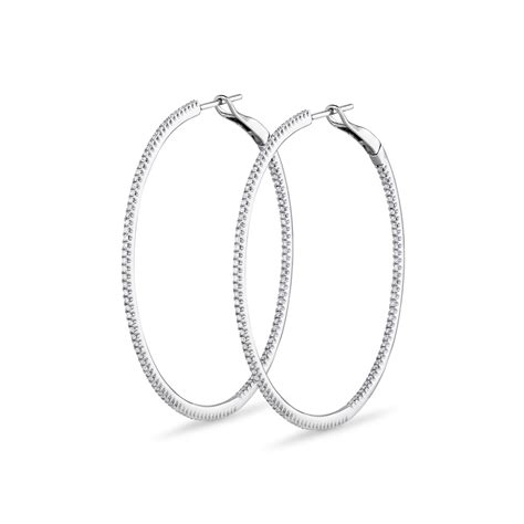 Inside Outside Diamond Hoop Earrings 1 1 2 Inch Minichiello Jewellers