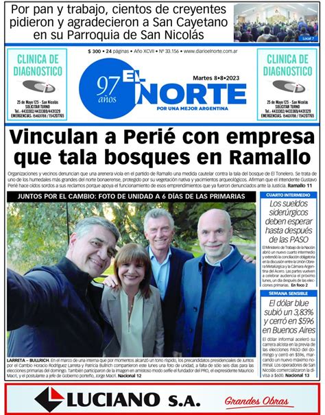 Tapa del día martes 8 de agosto Diario El Norte San Nicolás