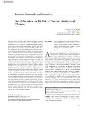 Sex Education On Tiktok Exploring Themes And Content Analysis Course Hero