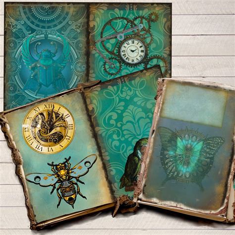 Steampunk Junk Journal Kit Printable Paper Grungy Etsy