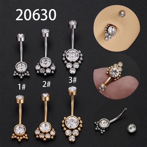 Pc Steel Belly Button Rings Crystal Piercing Navel Cz Style Navel