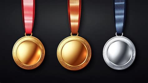 The realistic medal set includes ribbons in gold silver and bronze The ...