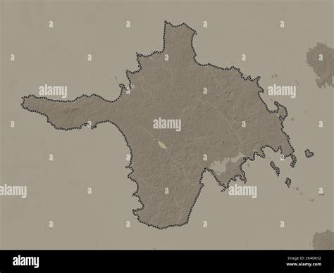 Hiiu County Of Estonia Elevation Map Colored In Sepia Tones With