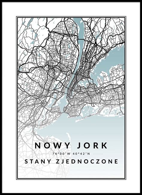 Plakat A Grafika Wz R Mapa Nowy Jork New York