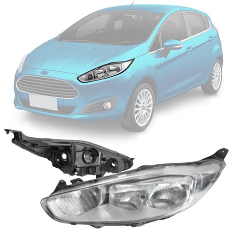 Farol New Fiesta Hatch Foco Duplo Cromado Pisca