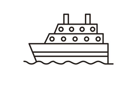 Ferry Boat Black And White Clipart