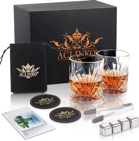 Whiskey Stones T Set For Men Bourbon Glasses Set Of 2