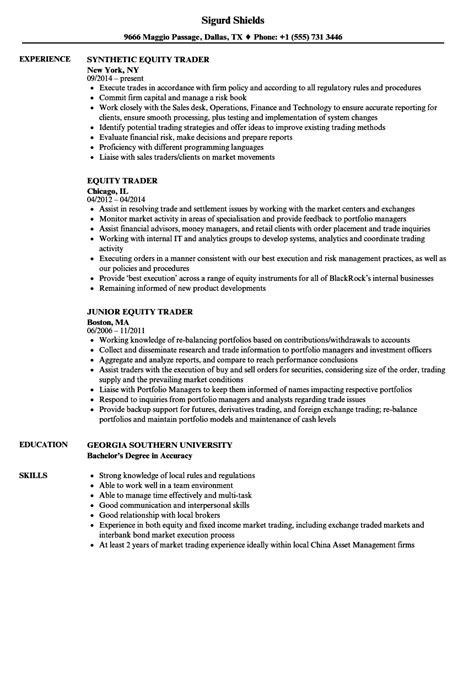 Equity Trader Resume Samples Velvet Jobs