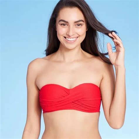 Women S Ribbed Bandeau Bikini Top Kona Sol Red Target Bandeau