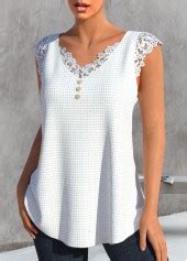 Rotita Lace White V Neck Tank Top Rotita Usd